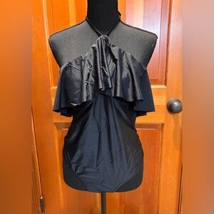 Urban Outfitters 6 Shore Road Stylish Black One Piece Swimsuit, size L.